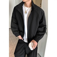 立领夹克男秋冬季2026新款休闲拉链开衫上衣潮牌美式宽松大码外套