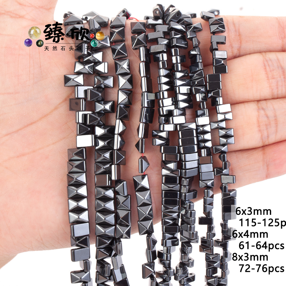 6x3mm 더블 홀 피라미드 자연 색상