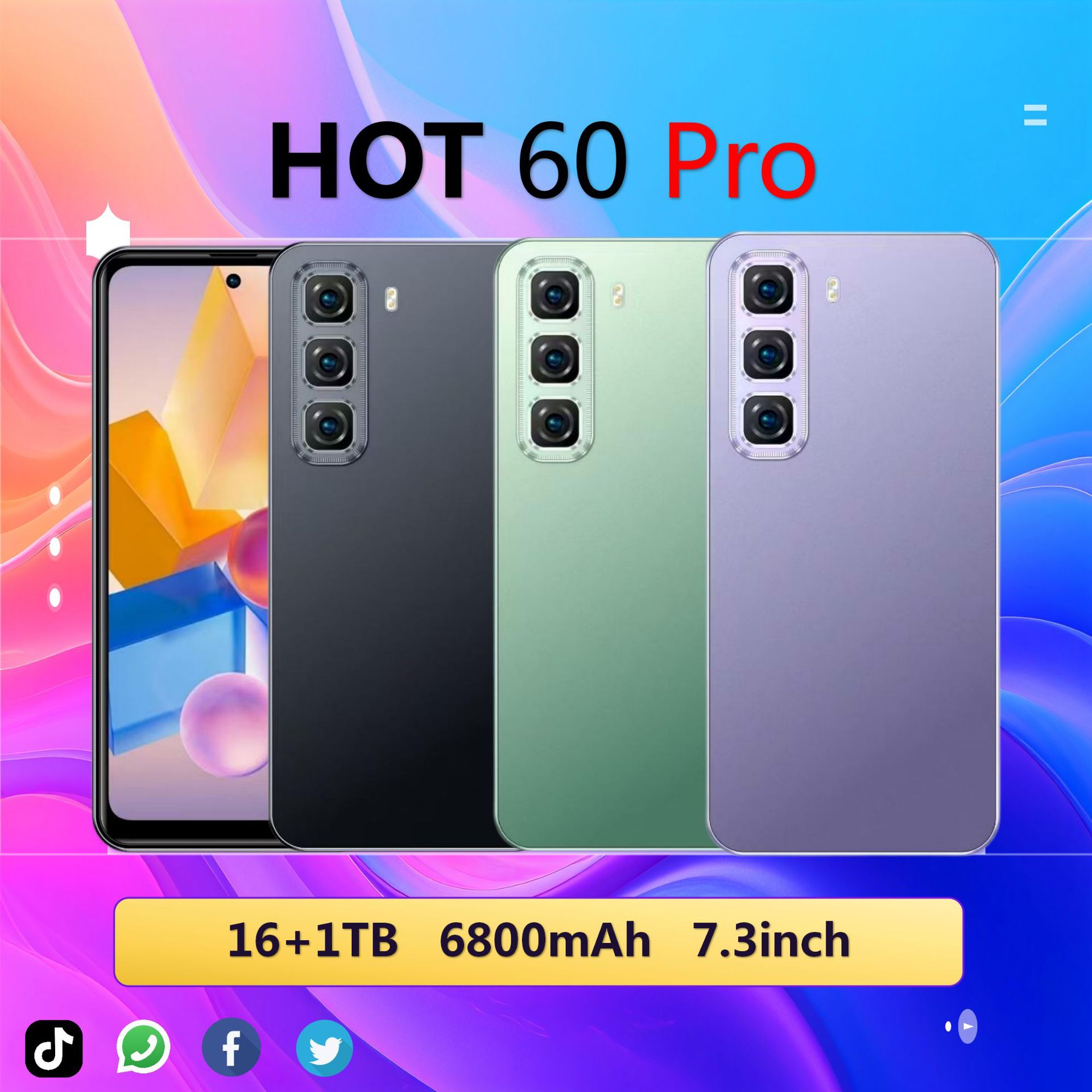 HOT 60 PRO跨境电商热销智能安卓4G手机现货smartphone新款16+1TB
