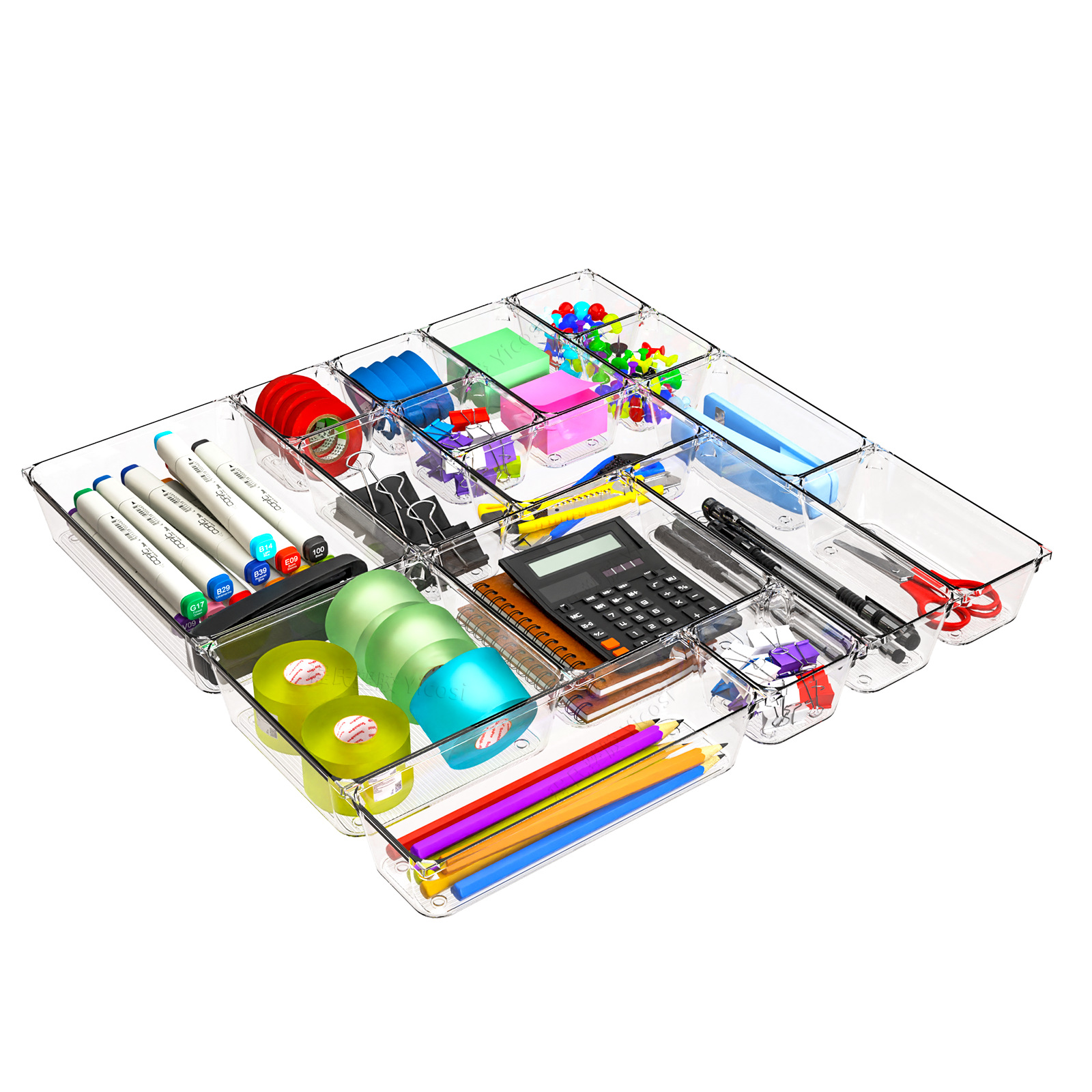 Caja almacenamiento integrada con cajón punto , partición transparente escritorio, papelería, s diversos, organización cosméticos el hogar