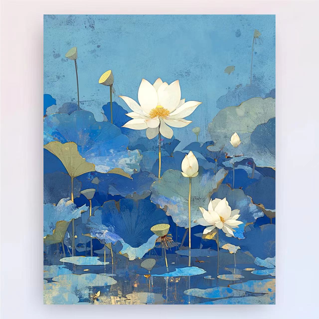 Manual DIY productos de pintura al óleo de estilo chino, plantas, flores, paisajes decorativos estéticos, pintura colgante, nicho fresco, pintura a mano