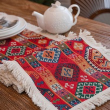 复古摩洛哥风格桌旗餐桌布艺家居装饰茶几电视柜盖布民族风提花