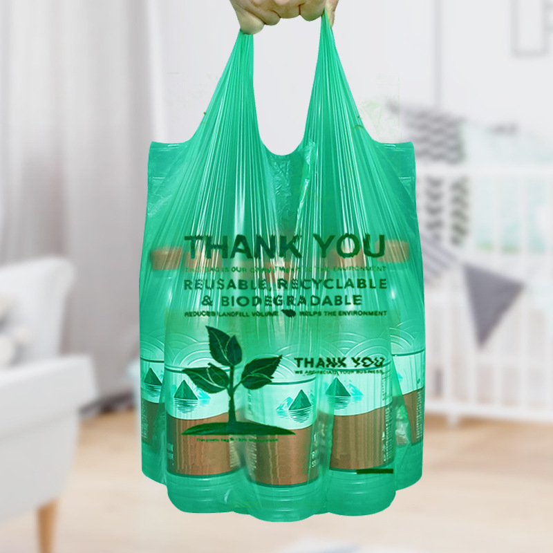 Bolsa de embalaje de chaleco de plástico desechable biodegradable bolsas de mano de supermercado bolsas ecológicas biodegradables de comida para llevar