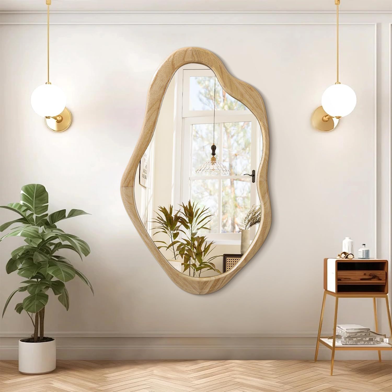 Espejo templado antiguo todo tipo de espejo de madera sólida pared tipo de vestir espejo de vestir pared de vestir espejo de decoración de porche espejo de cuerpo entero espejo