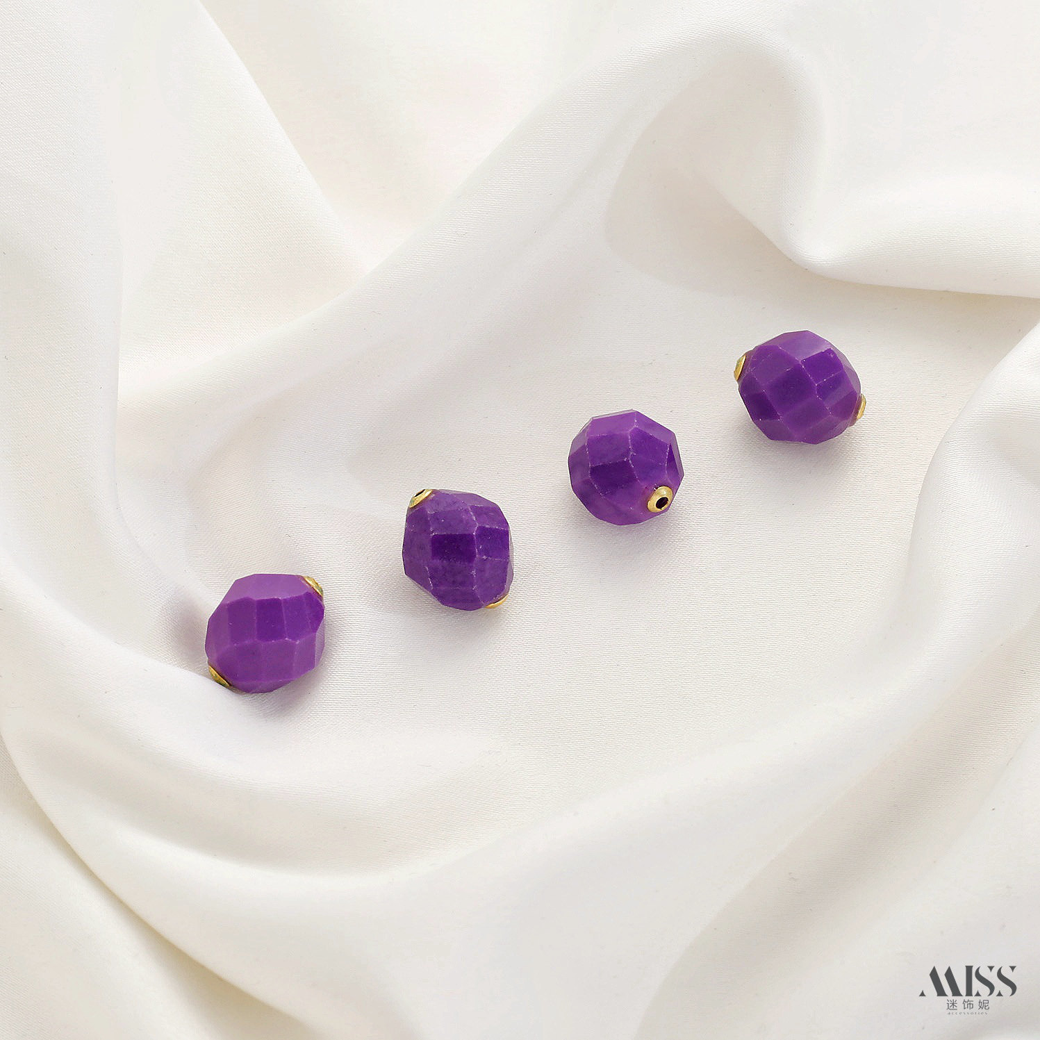 Inlaid with natural amethyst, plated with real gold and thick silver, angel and osmanthus drop-shaped decorative bead pendant DIY jewelry accessories