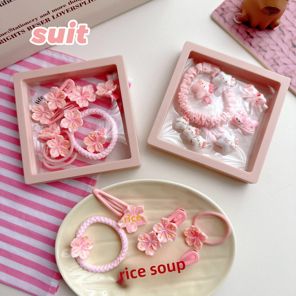 Édes rózsaszín cseresznyevirág sorozatú hajkiegészítők szuper tündérvirágos csat pónifarok hajkötél frufru hajcsat tavasz és nyár_voghion.com