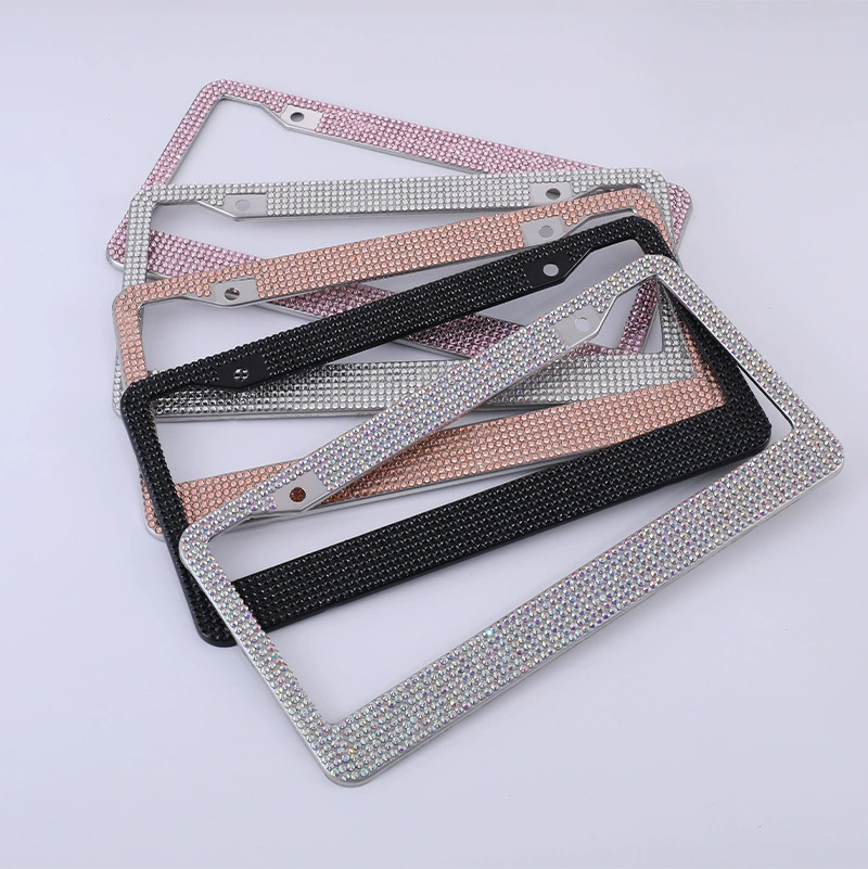 Рамка номерного знака США Алмазная рамка номерного знака из нержавеющей стали Горный хрусталь Акриловые бриллианты Взрывы Амазонка Трансграничная рамка номерного знака