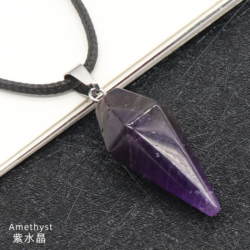 Venta caliente transfronteriza colgante de cristal natural hexagonal cono seis-lado forma de diamante oscilación eBay AliExpress joyería