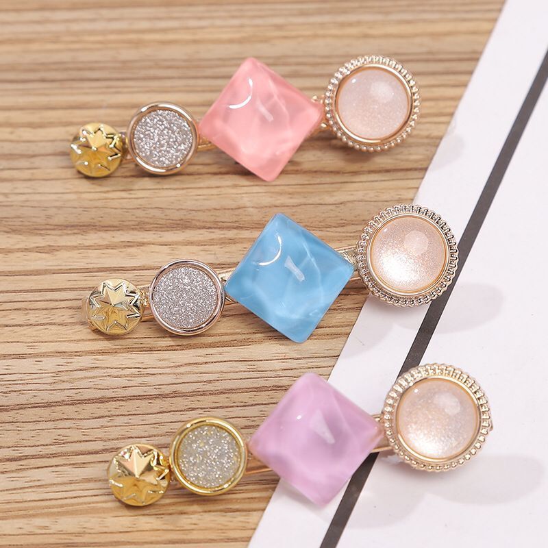 刘海夹几何型亚克力发饰边夹韩国版女式烤漆马卡龙热卖鸭嘴夹批发