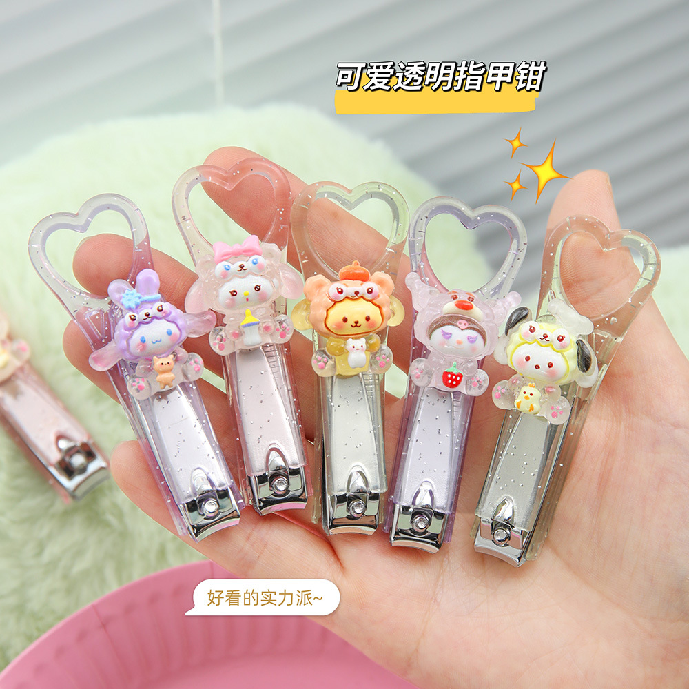 Cartoon Cute Jelly Glitter Nail Clippers Portable Folding Nail Scissors Manicure Scissors Student Children's Nail Clippers