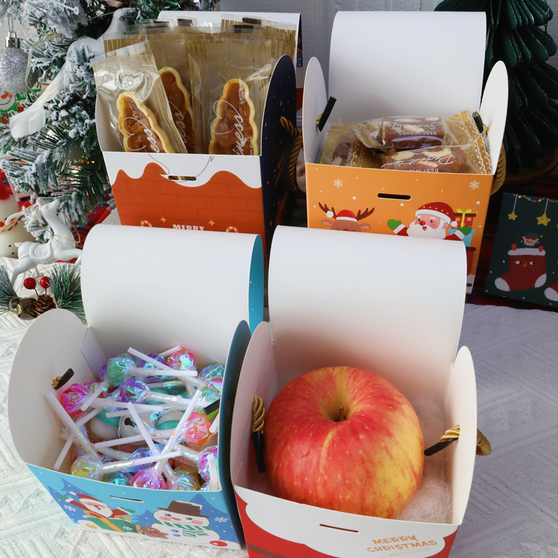 クロスボーダークリスマスポータブル包装箱クリスマスイブアップルボックスビスケットキャンディーヌガーギフトボックス洋菓子ケーキボックス|undefined