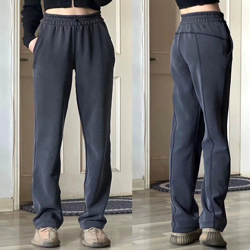 High Version Lulu God Pants softstreme Sand Wash Air Layer Sagging Slim Yoga Sports Casual Pants