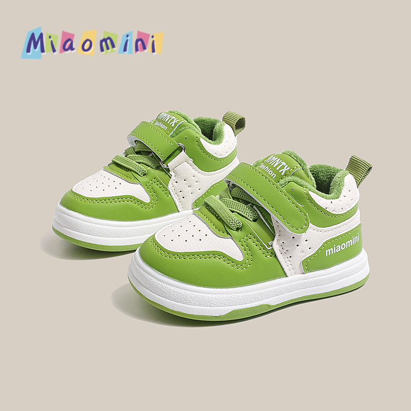 Scarpe invernali per neonati, foderate in cotone, impermeabili, sportive, con tomaia in pelle e fodera in pile, per bambine e bambini da 1 a 3 anni._voghion.com
