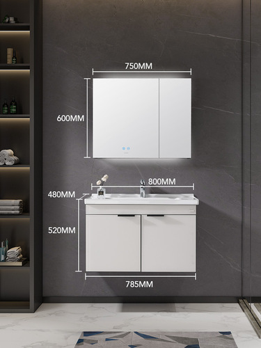 New space aluminum bathroom cabinet modern light luxury smart mirror cabinet washbasin washbasin washstand bathroom