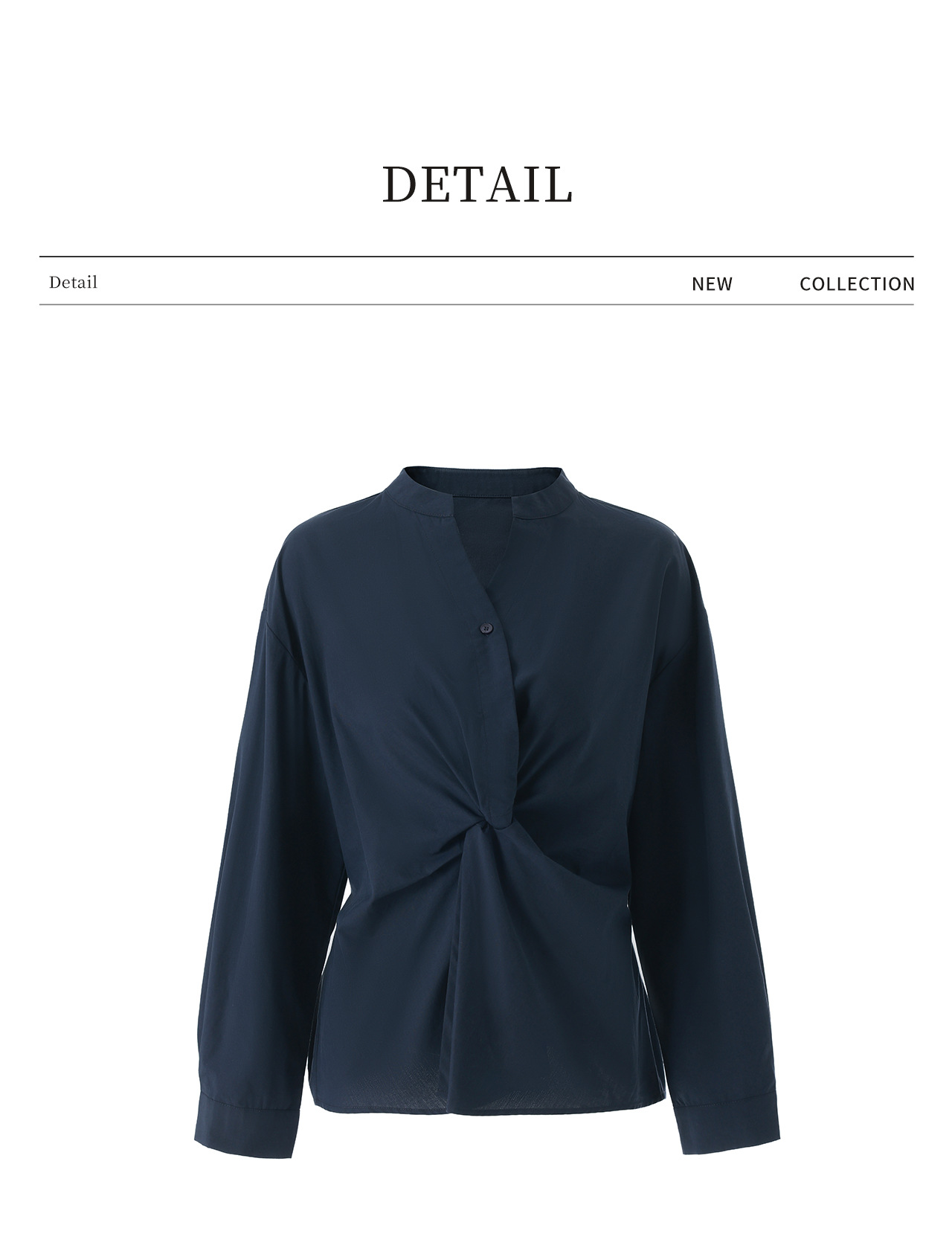 Áo sơ mi nữ dài tay chất lụa tencel phối xoắn thanh lịch — xanh lam chi tiết 24