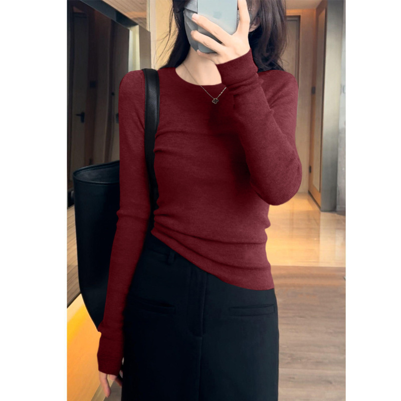 Fashionable and Sophisticated Round Neck Versatile Slim-Fit Knit Sweater for Women, New Autumn Pullover Long-Sleeve Base Top Fashionable and Sophisticated Round Neck Versatile Slim-Fit Knit Sweater for Women, New Autumn Pullover Long-Sleeve Base Top
