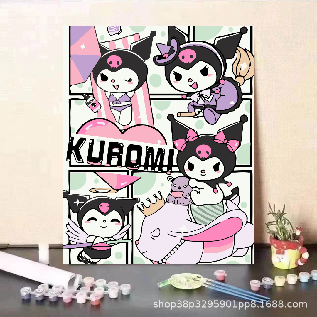 Pintura al óleo digital DIY dibujos animados para niños, estudiantes de Steele, pintura decorativa descomprimida, pintura animada