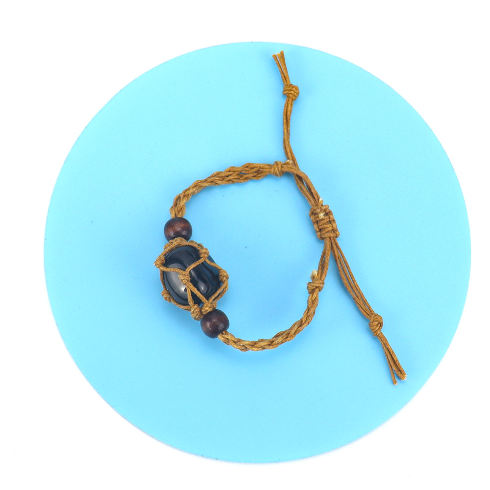 1 Piece Fashion Geometric natural stone Crystal Agate Braid Unisex Bracelets