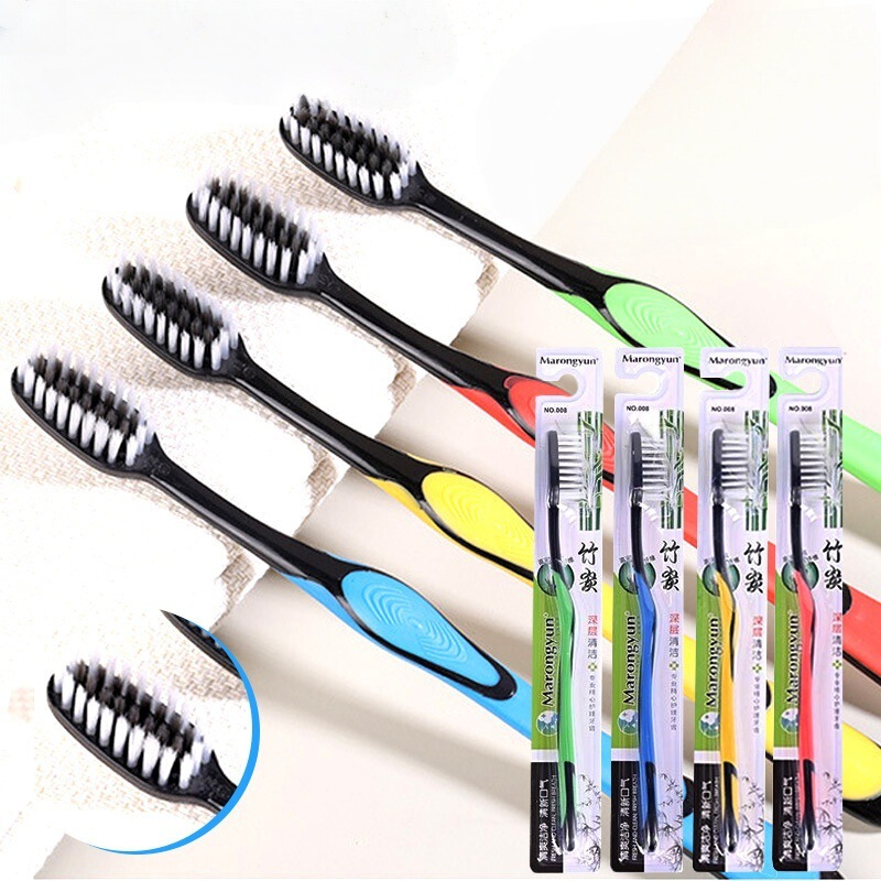 Bamboo charcoal soft bristle toothbrush adult household toothbrush men's and women's wholesale household hospitality toothbrush affordable department store toothbrush
