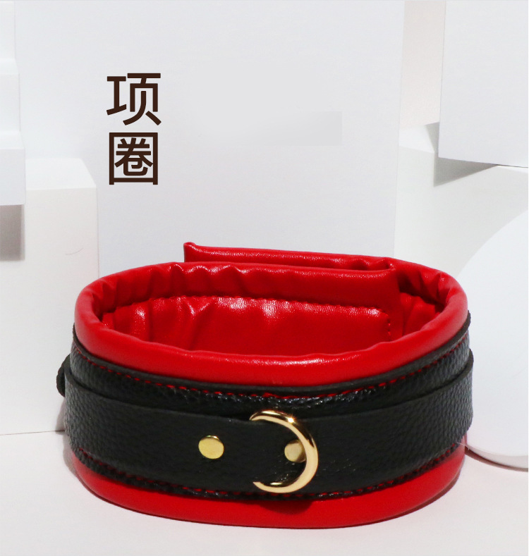8-Piece Faux Leather Bondage Set with Metal Handcuffs, Black Adult Couple Kit — detail image 22