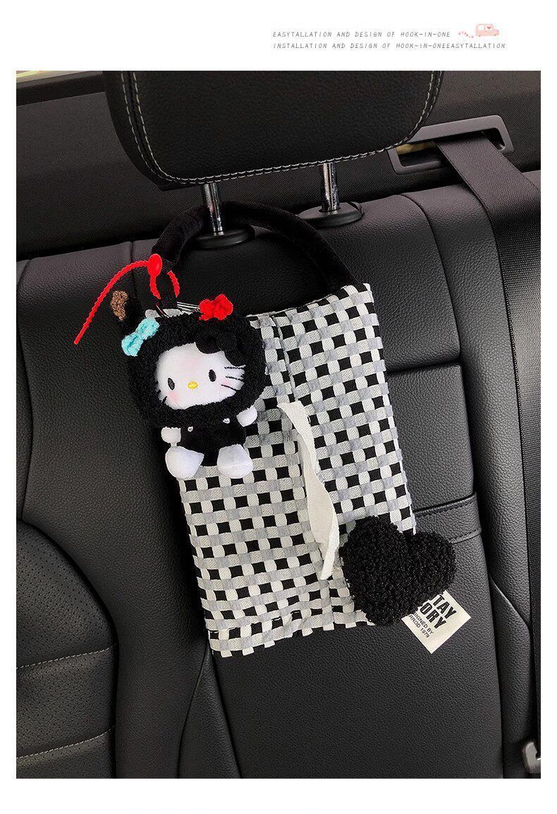 Car Tissue Box, Cute Kt Cat Tissue Box, Car Tissue Hanging Bag, In-Car Tissue Box, Gift for Girls, High-End Feel