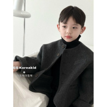儿童呢子外套春秋新款童装帅气男孩毛呢大衣短款外穿潮款宝宝上衣