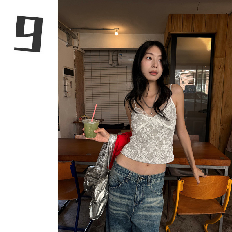 [9Hour]2026 Summer Sexy Hot Girl Lace White Camisole Slim Fit Inner Tank Top C1971