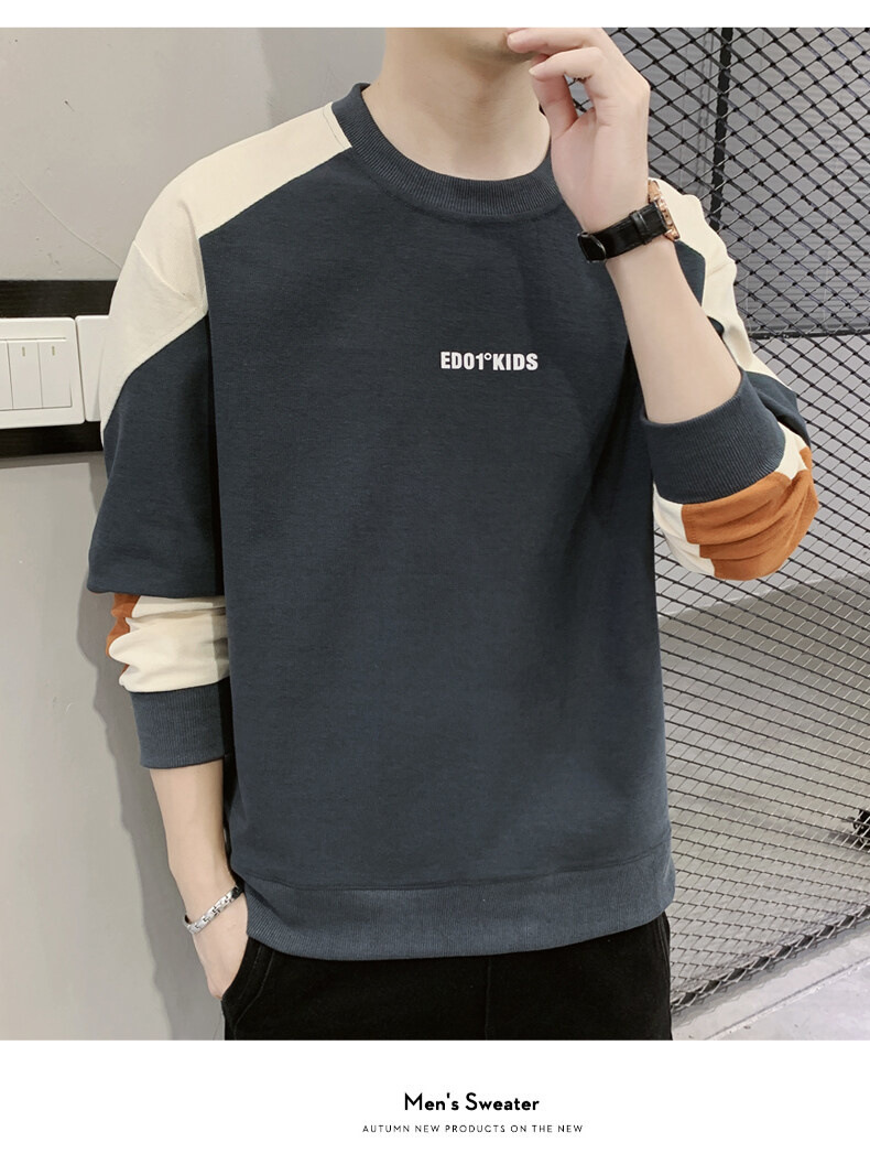 Herren Hoodies im Frühjahr und 2023, neuer Rundhals Langarm T-Shirt Trend, Herbstkleidung, Oberbekleidung mit Unterteil_voghion.com