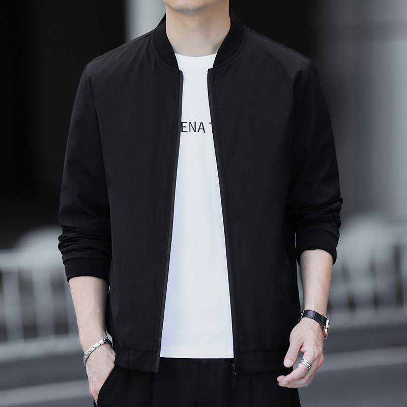 Chaqueta de traje de vuelo de la Fuerza Aérea No. 1 transfronteriza Chaqueta de hombre de cuello de soporte urbano Chaqueta de cuello de béisbol delgada Fábrica al por mayor