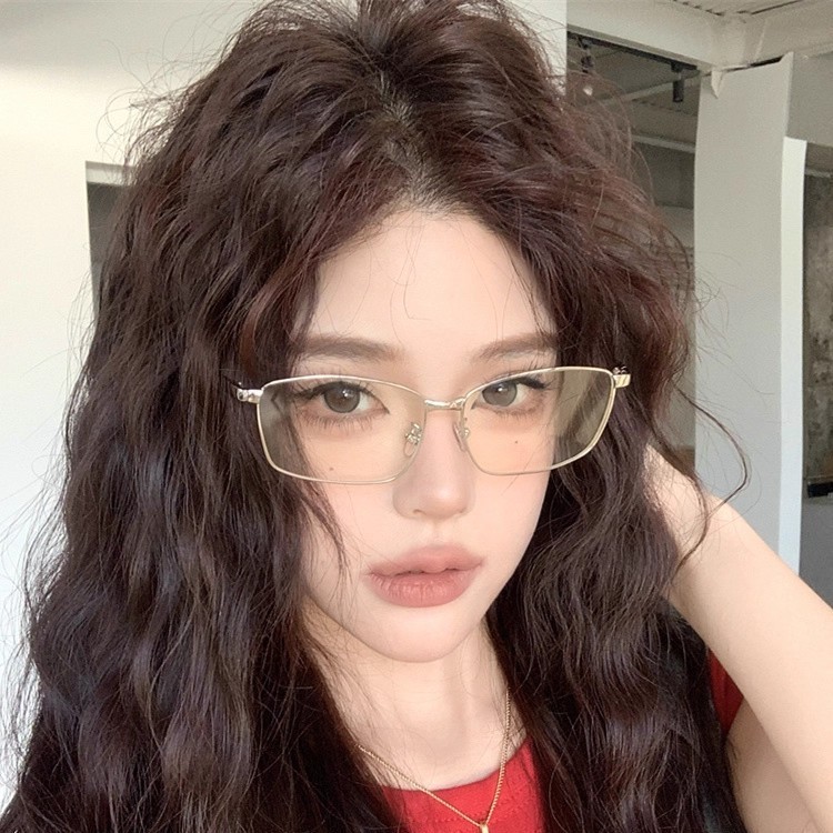 2025新款方框眼镜女士近视度数防蓝光超轻半钛素颜镜架清冷高级感|undefined