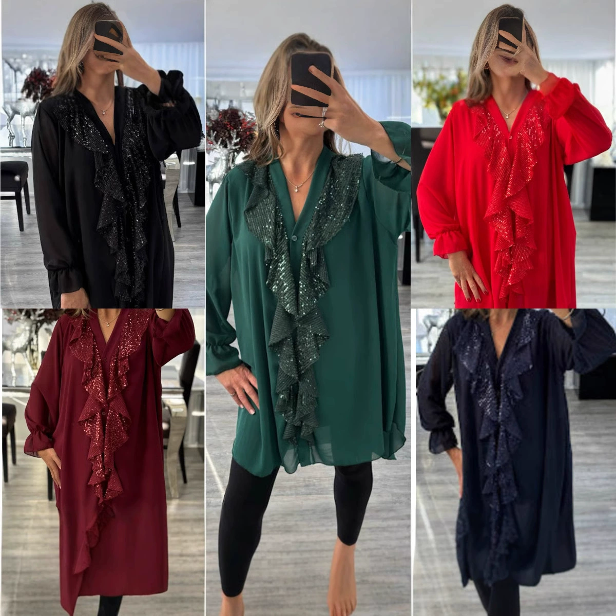 2024 AliExpress Amazon Независимая станция Европа и США Новый шифон с v-образным вырезом