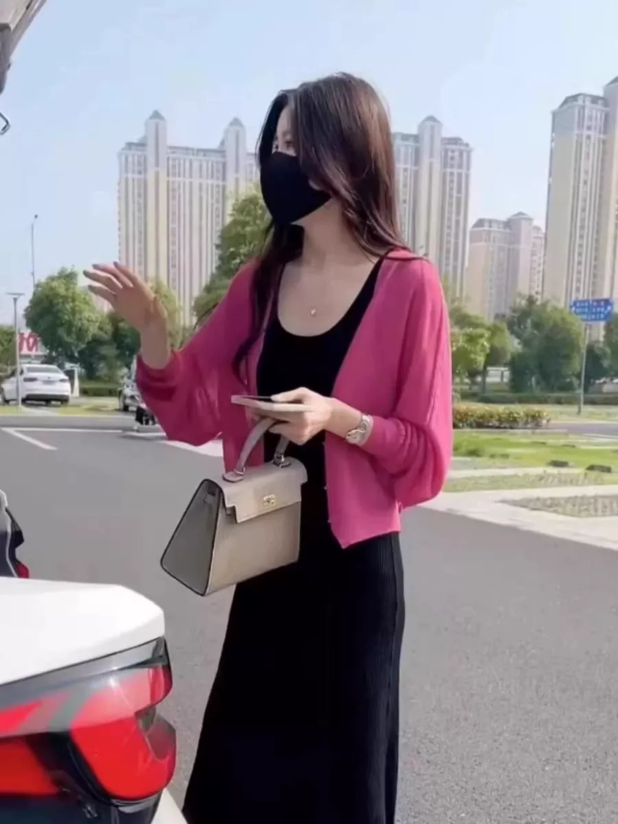 Вязаный кардиган oversize, тонкое платье-комбинация, one-size (подходит 80–140 цзинь)