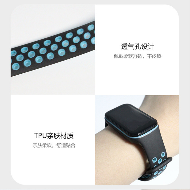 Adecuado para rojo mi pulsera 2 Correa de silicona reemplazo agujero de dos colores redmi inteligente band2 Nike correa de muñeca