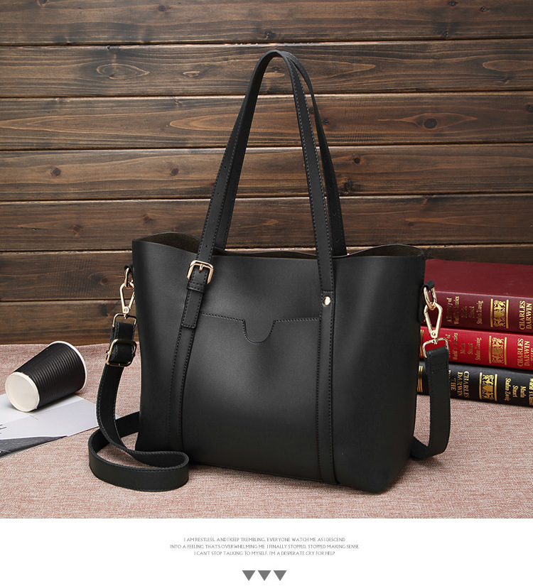 Retro Waxed Leather Shoulder Tote Bag Image 5