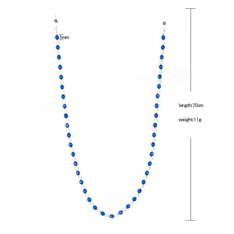 Eyeglass Chain, Pearl-Style Beads with Multicolour Chain Strap, 22 cm