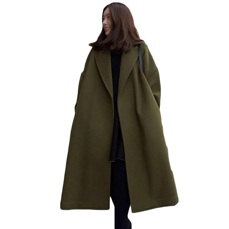 Women's Clothing New autumn and winter woolen coat thickened large size Korean style woolen coat women's coat loose mid length women's clothing_voghion.com
