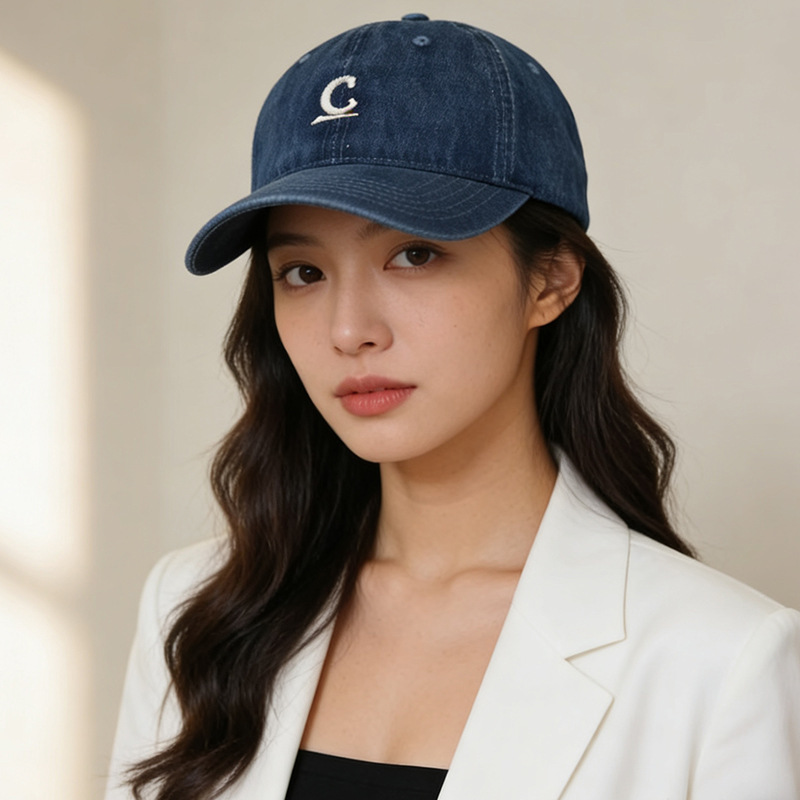 Cappellino da baseball in denim lavato stile coreano uomo e donna_voghion.com
