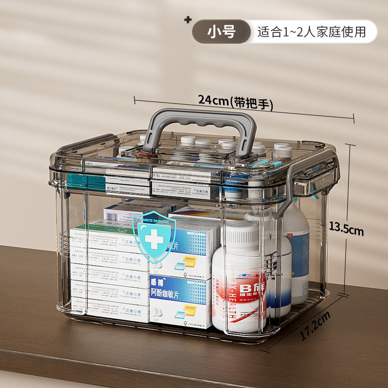多層大容量家庭用透明家庭用薬箱応急処置薬ポータブル医療分類収納小型薬箱|undefined