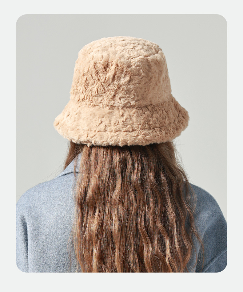 Nouveau chapeau de pêcheur à grosse tête pour femme en hiver, version coréenne chaude, petit chapeau polyvalent et mettant en valeur le visage, chapeau de bassin en peluche d'automne et d'hiver_voghion.com