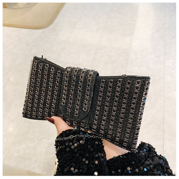 New cross-border European and American retro high-end clutch bag, full diamond single-shoulder crossbody ladies' bag, small bag, socialite dinner bag undefined