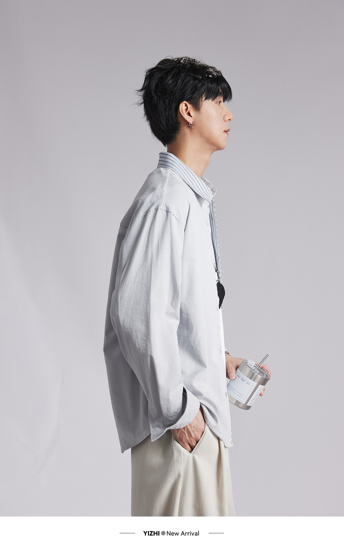 Áo chống nắng nam dáng rộng phối vải cotton phong cách lịch lãm — Xanh navy chi tiết 20