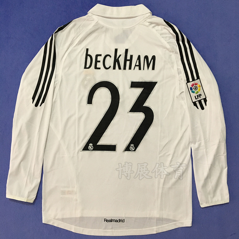 Old 05-06 Real Madrid Beckham Ronaldo Zidane Retired Raul Classic Retro Long Sleeve Jersey
