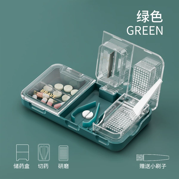 Green pillbox, three in one