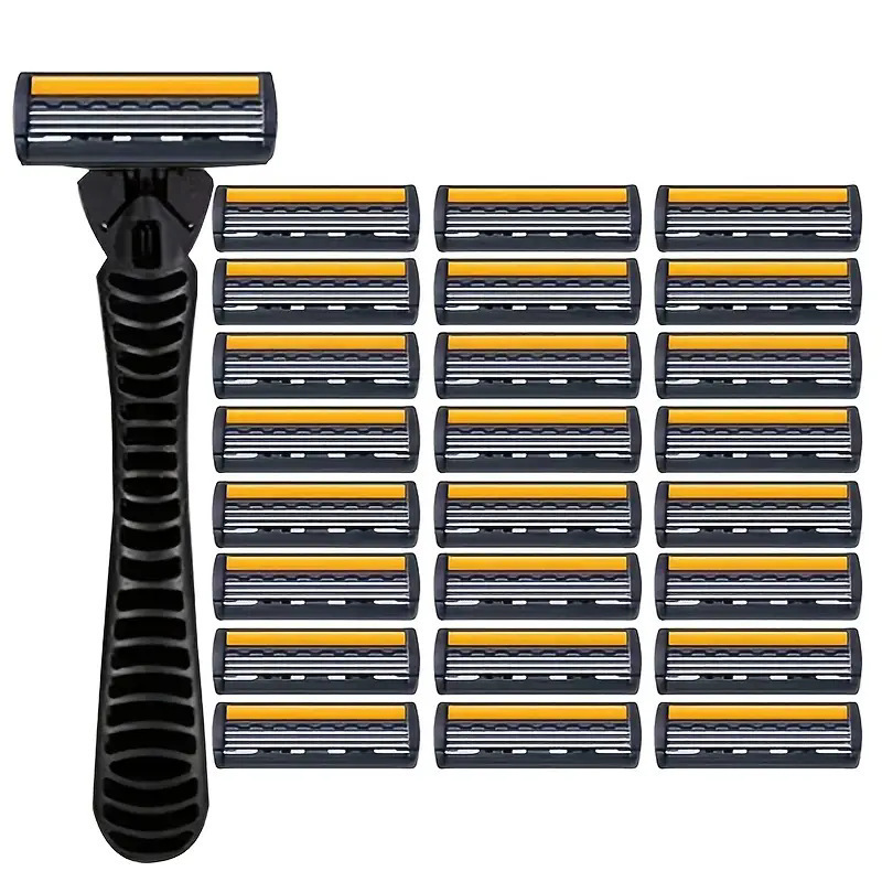 3-Layer Stainless Steel Safety Razor Blade Three-Layer Orange Manual Razor Body Hair Removal Razor Blade