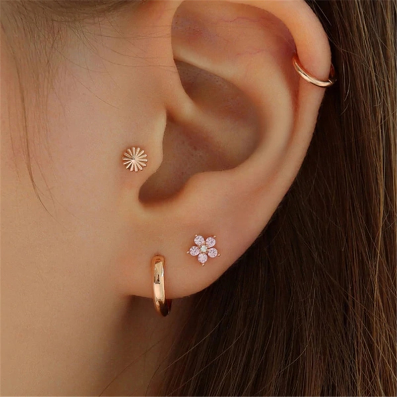 INS Style Geometric Sterling Silver Plating Zircon Earrings 1 Pair