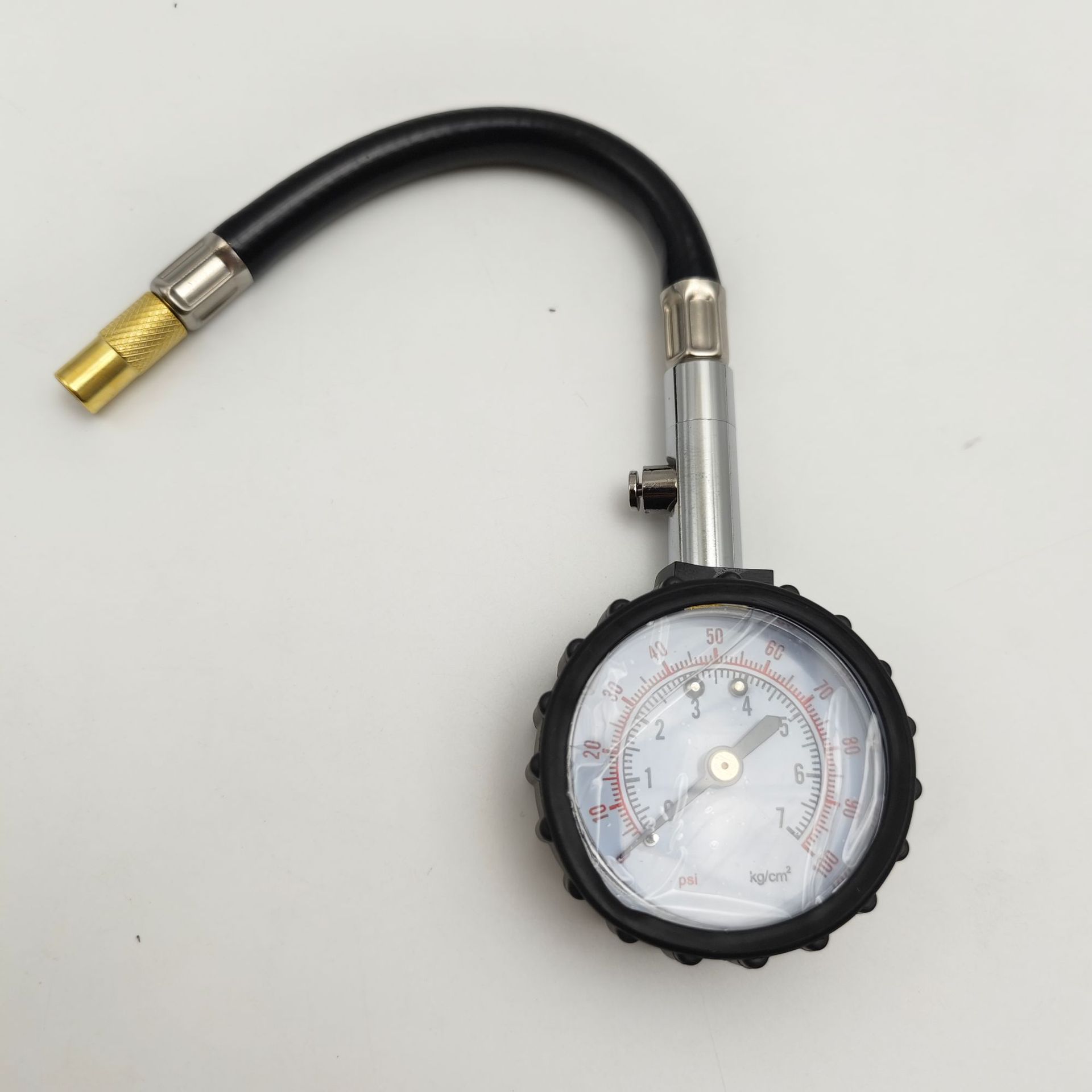 High-precision car tire pressure gauge, multifunctional with deflation function, long hose mechanical tire pressure gauge detector
