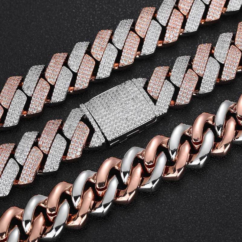 欧米のクロスボーダーのヒップホップの20mmのひし形のキューバのチェーンの男性のネックレスのアクセサリの高級感の男性の金のジルコンのネックレスの卸売り|undefined
