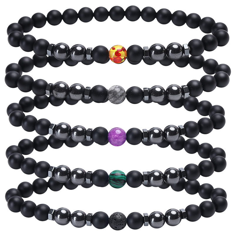 Fashion Solid Color Black Beads Haematite Beaded Womenu0027S Anklet 1 Piece