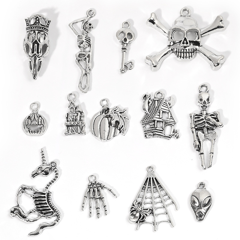 14 Halloween Accessories Pumpkin Skull Spider Pendant DIY Accessories Earrings Material