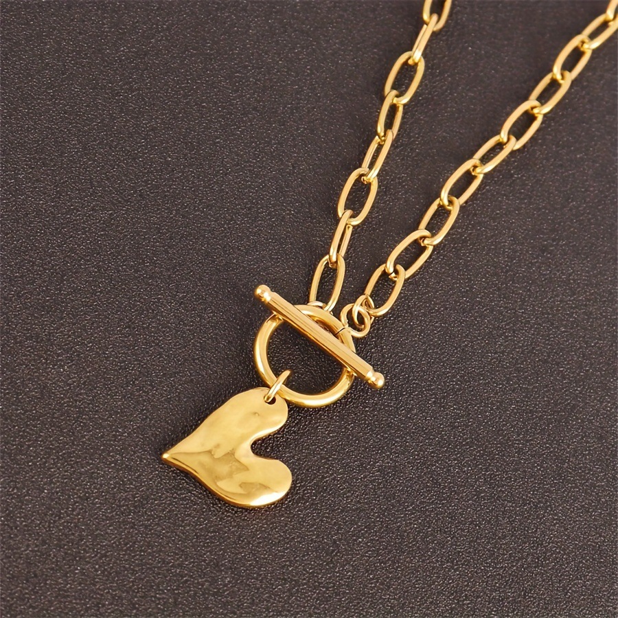 Collier ras-de-cou pour femme, en acier inoxydable, avec pendentif cœur simple et tendance (boucle OT), disponible en stock._voghion.com